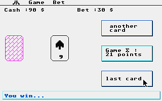 Blackjack atari screenshot